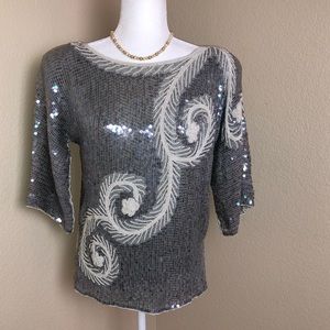 Dominique Evening 100% Silk Vintage Sequin Beaded